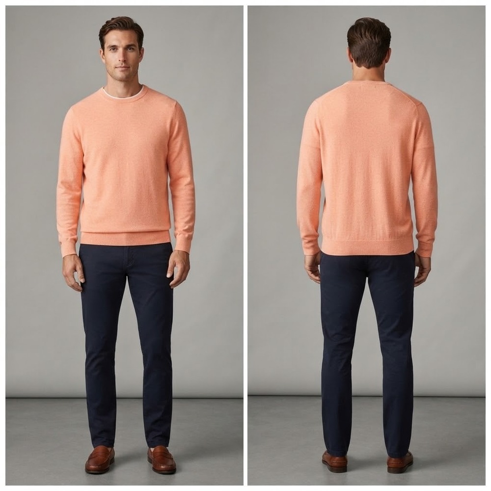 Peter Millar Crown Crafted Mens Large Coral Pima Cotton Silk Cashmere Sweater